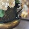 Vintage Ornate Metal Urn Vase Bronze Finish Pedestal Centerpiece